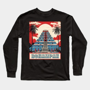 Bonampak Mexico Vintage Poster Tourism 2 Long Sleeve T-Shirt